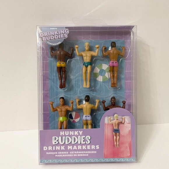 Hunky Buddies Drink Markers 6 Packs Party Drinking Buddies Companions - Picture 14 of 16